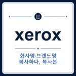 xerox 뜻은 회사명·브랜드명, 복사하다, 복사본인 토익 영어 단어 학습용 플래시카드 이미지